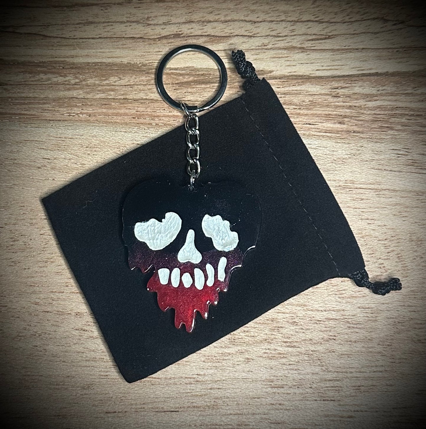 Red/Black/White Drip Skull Keyring