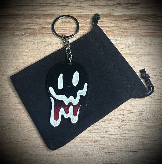 Red/Black Drip Face Keyring