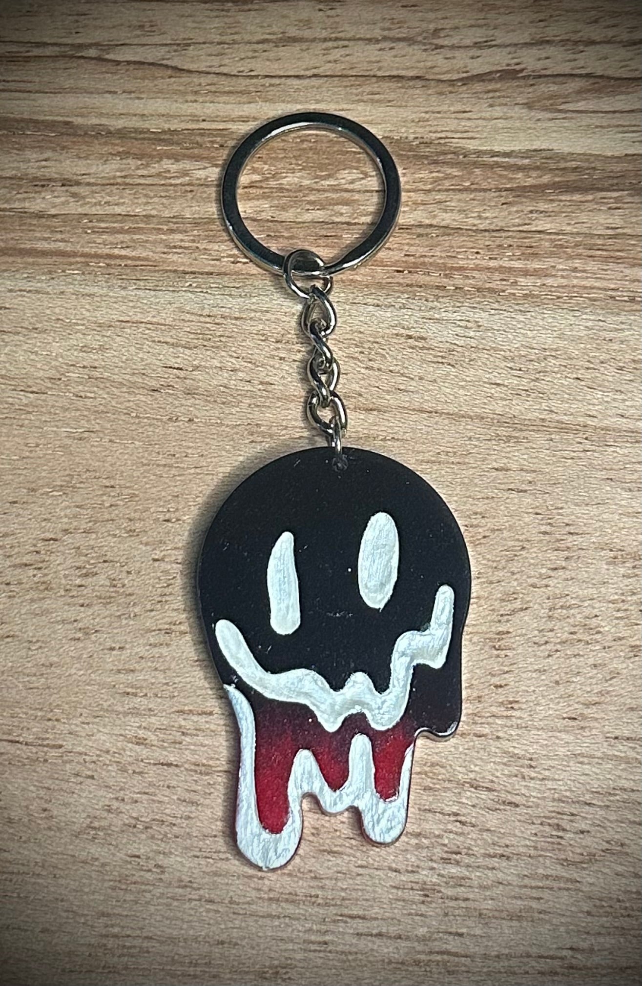 Red/Black Drip Face Keyring