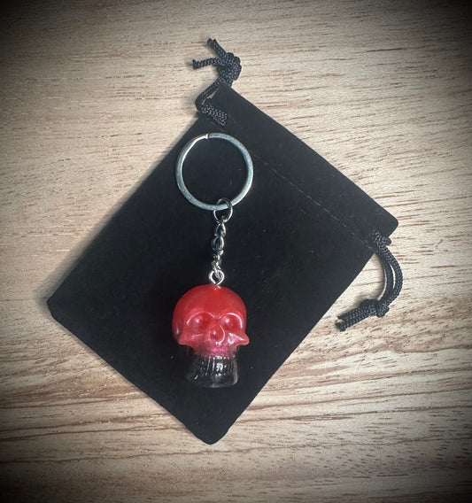 Red/Black Skull Keyring