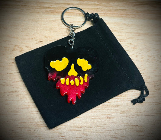 Black/Red/Yellow Drip Skull Keyring