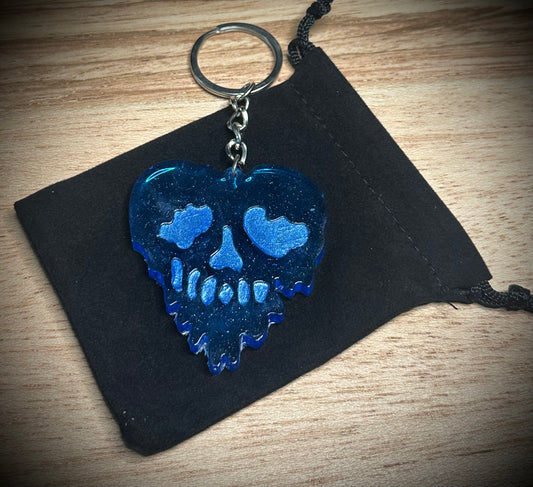 Blue Drip Skull Keyring