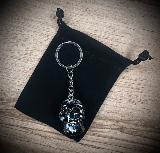 Black and White Splash Skull Keyring