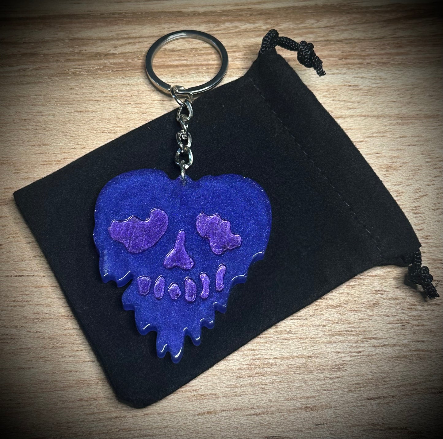 Purple Drip Skull Keyring