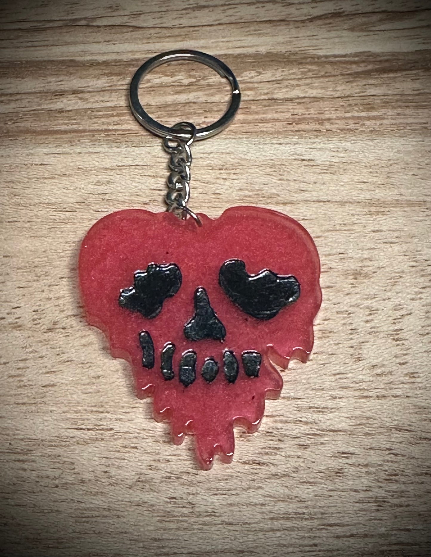 Red/Black Drip Skull Keyring